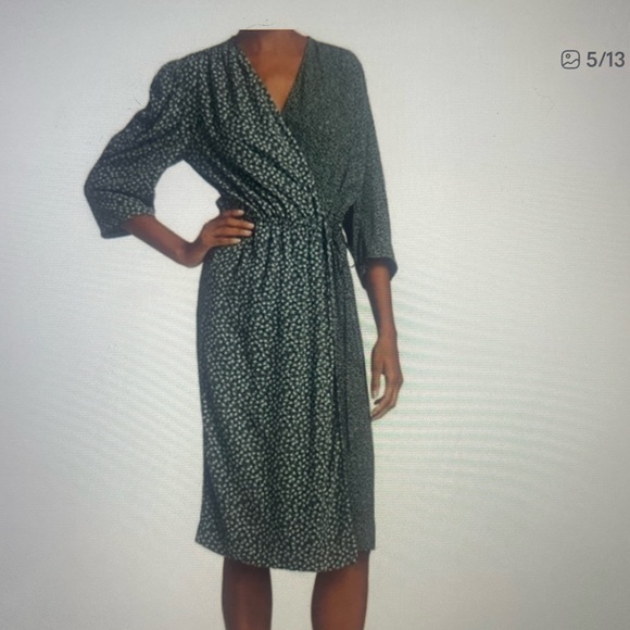 SEEby Chloe   Green and ivory  cross patterned wrap dress 
Size s-m - Picture 2 of 8